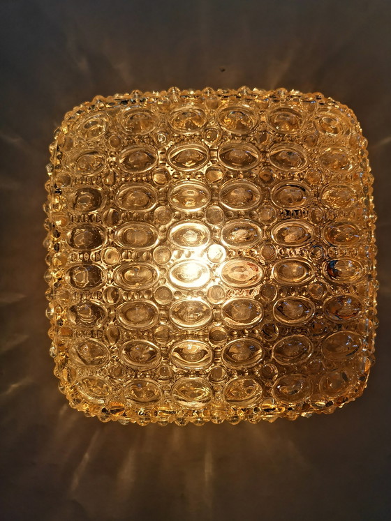 Image 1 of Original Mid Century Bubble Glas Wandlampe Limburg A670 Amber Bernstein Space Age 60er 70er Tynell-Ära