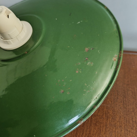 Lampada a sospensione vintage industriale in smalto – Verde scuro/Bianco – Ø25cm – Lampade a sospensione (photo 3 of 10)