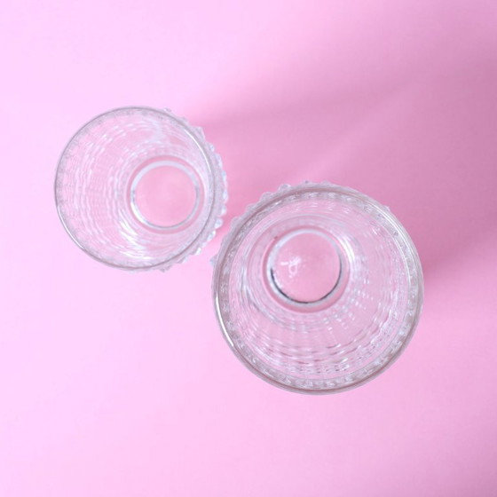 Image 1 of Set of 2 Vintage CandleWax Pressed Glass Vases / František Pečený / 1972