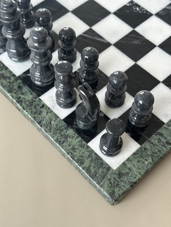 Image 1 of Marmeren schaakspel XL groot schaakset bord steen 