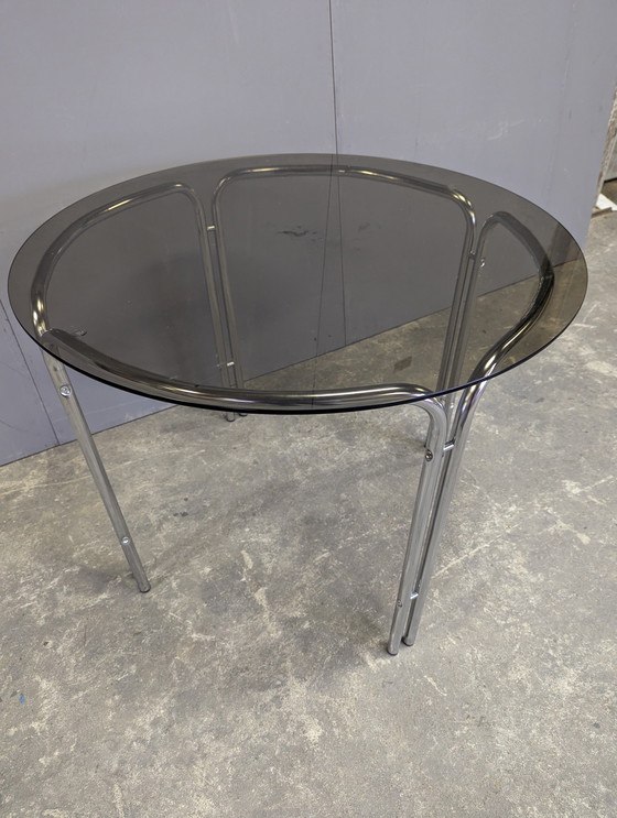Image 1 of Vintage dining table chrome/ smoked glass
