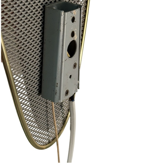 Image 1 of Atomic Age / Mid Century Modern - Lampada da comodino / da parete / applique - Ottone e rete