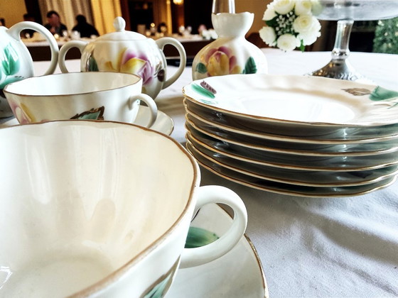 Image 1 of Lomonossow – Porzellan-Teeservice mit handbemalten Rosen