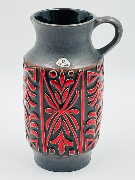 Image 1 of Vaso in ceramica a rilievo della Germania occidentale, rosso, anni '70