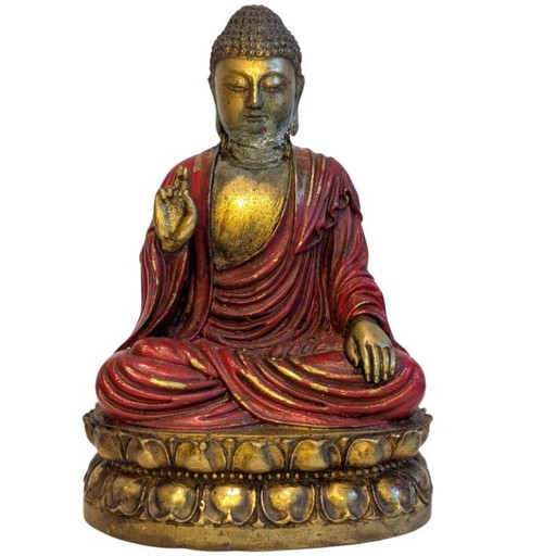 Antieke Chinees-Tibetaans Bronzen Boeddha – Abhaya Mudra – 124 – beeldhouwkunst