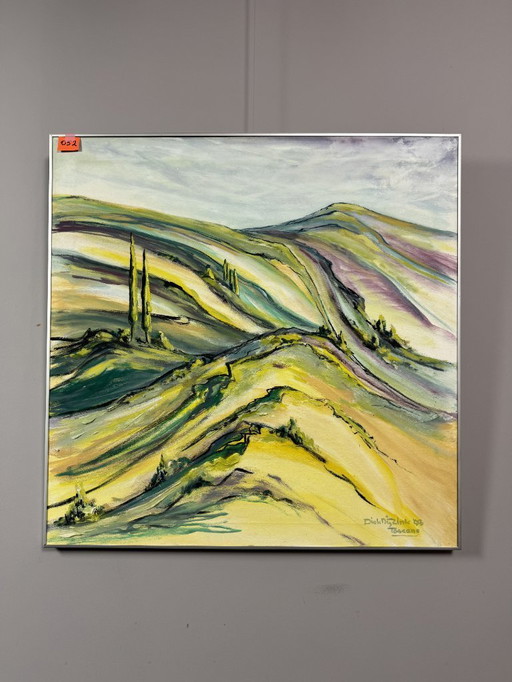 'Toscane', gesigneerd door Dick Nijzink, acryl op canvas, Nederland, 1993