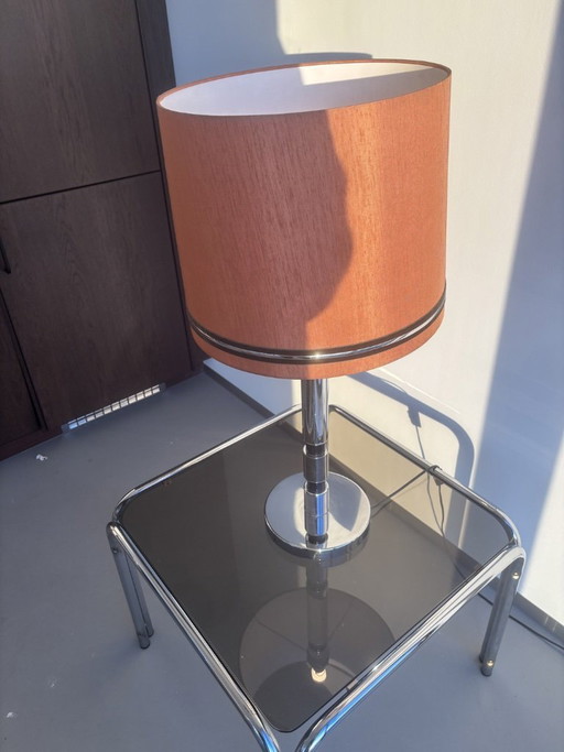 Modern Table Lamp with Fabric Shade and Chrome Base
