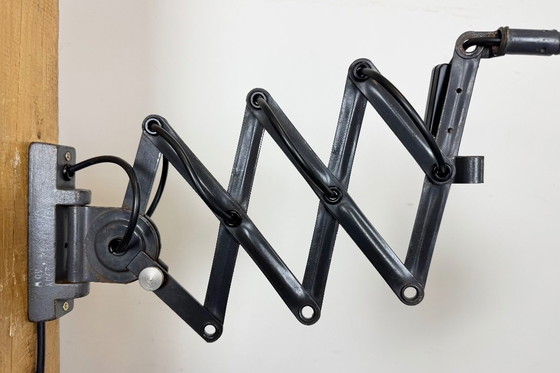 Image 1 of Dark Grey Industrial Scissor Wall Lamp from Elektroinstala, 1960s