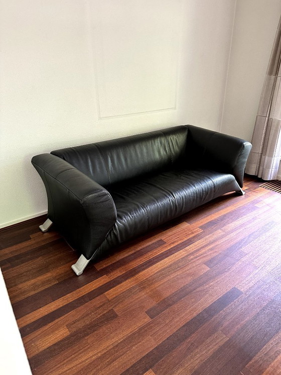 Image 1 of Divano di design a 3 posti Rolf Benz 322 Club Sofa in pelle nera