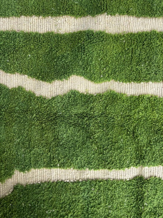 Image 1 of Grüner marokkanischer Mrirt-Teppich – Handgeknüpfter Berberteppich aus Wolle – Moderner minimalistischer Teppich – 200 x 300 cm