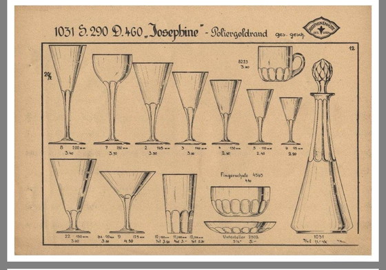 Image 1 of Josephinenhütte “Josephine” Champagne Glasses, Gold Rim, circa 1900 (Set of 6)