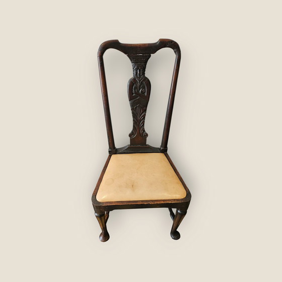 Image 1 of 4er Set seltene antike geschnitzte Eichen Esszimmerstühle Stühle