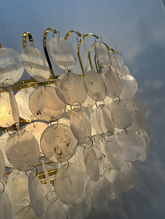 Image 1 of Xl formaat grote capiz schelpen hanglamp goud frame 