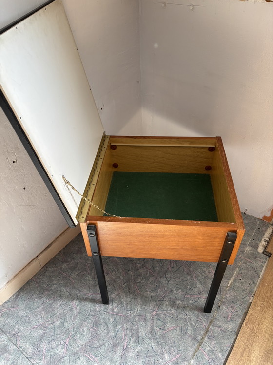 Aristo Sewing Stool 1960s – Storage cabinet, Wood, Skai (photo 3 of 5)