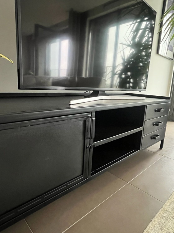 TV cabinet - industrial style - as new, TV furniture, Metal, Black (photo 2 of 5)