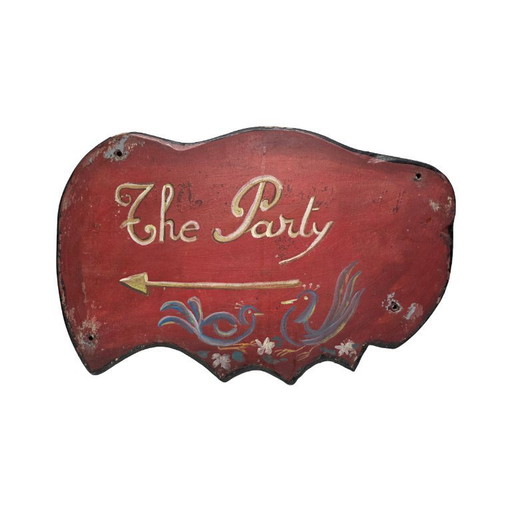 Cartello dipinto vintage The Party, anni '80