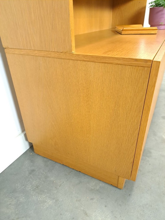 Image 1 of Tall LP display case with glass doors and reading shelf from Sweden