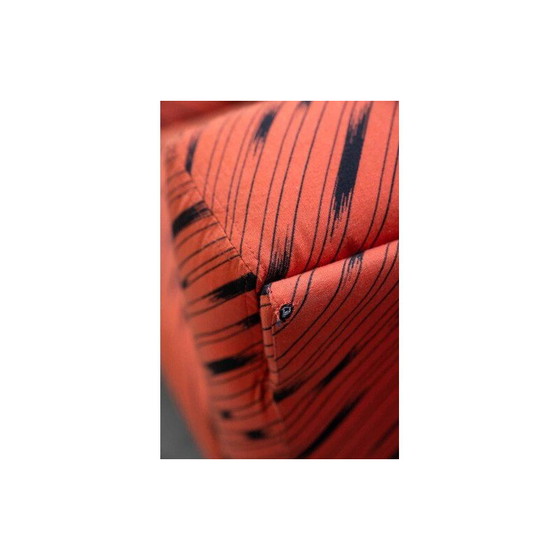 Image 1 of Pair of vintage armchairs in red and black fabric, 1970