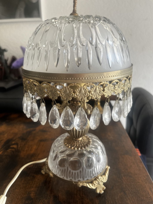 Table lamp of beautiful crystal glass and copper 1970 – tafellampen (photo 2 of 7)