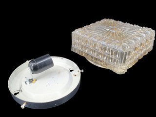 Image 1 of Lampada da soffitto in vetro ambrato vintage 2217