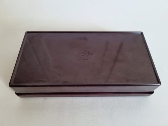 Image 1 of Scatola/scatola in bachelite vintage Mouson con motivo di diligenza - circa 1930-1950