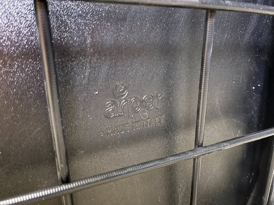 Image 1 of Black leather dining chairs by Arper italy, 1980s - set of 4