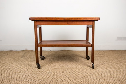 Teak 1960 rolling table, sideboard, extendable Dane and two levels by Kurt Ostervig for Jason Mobler 1960.