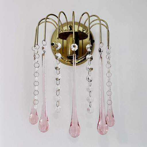Juego de 2 lámparas de pared de Murano con forma de lágrima 