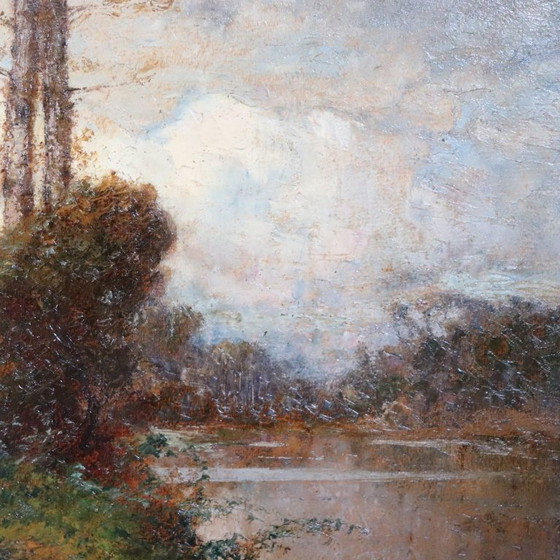 Oil Painting On Board Signed L. Clara, Italian Landscape, Early 20th Century – Paintings & Drawings, Wood (photo 9 of 15)