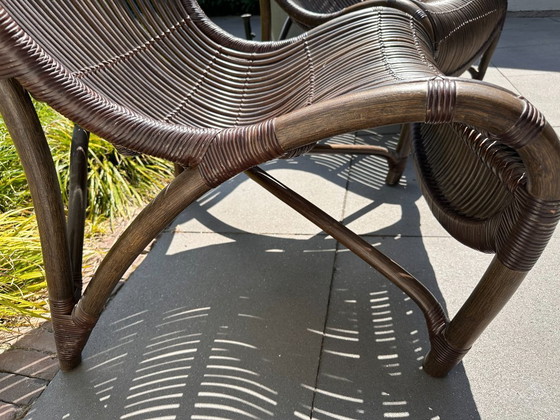 Image 1 of Unique set of 2 Yuzuru Yamakawa 'Funky' (CL-170) rattan design armchairs