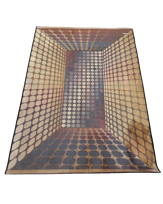 Image 1 of Geometrischer 3D-Op-Art-Teppich im Stil von Victor Vasarely Herkunft: Deutschland, 1970er Jahre