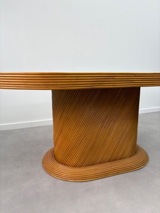 Image 1 of Vintage ( pencil reed ) eettafel met 4 bijpassende stoelen