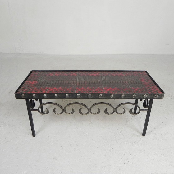 Mid Century Brutalist Tegeltafel, Met 10 Tegels En Stalen Frame, Jaren 60 – Bijzettafels, Iron, Ceramic (photo 6 of 22)