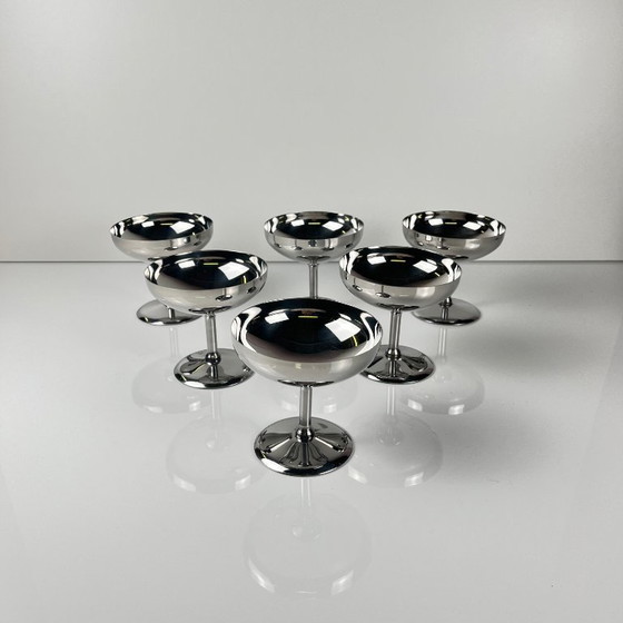 Image 1 of Set of 6 stainless steel ice cream cups, modern design