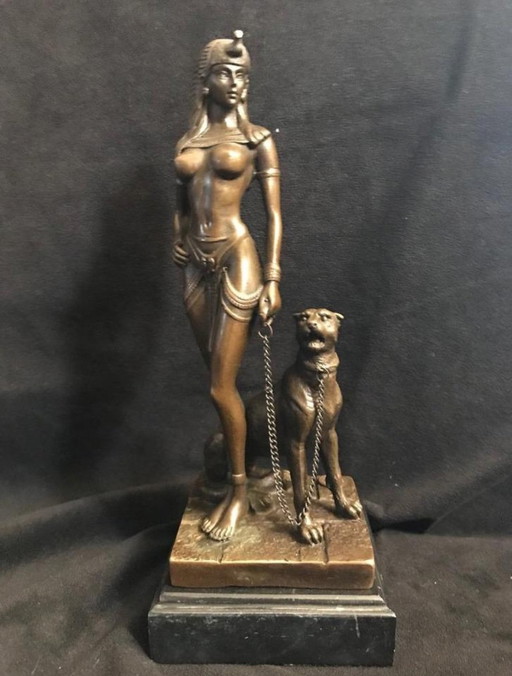 Prachtig zuiver bronzen beeld Cleopatra 27 cm
