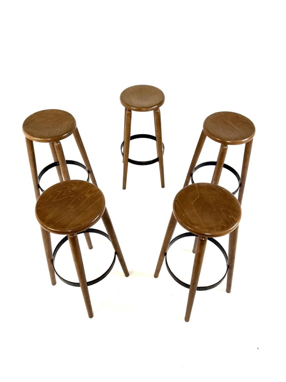 Image 1 of Set van 5 Brutalistische barkrukken ‘80