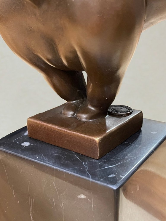 Image 1 of Modernist bronze sculpture – Stylized female figure in balance – Signed Milo