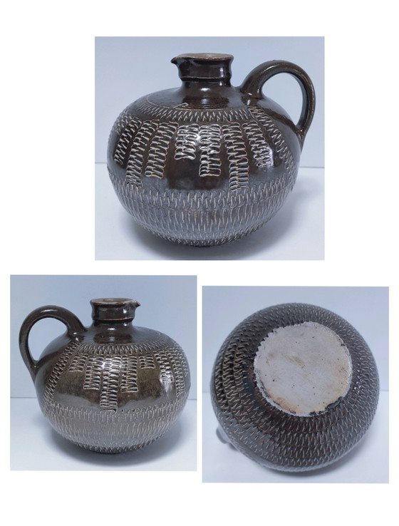 Image 1 of Brocca in gres smaltato e scarificato d&#39;epoca