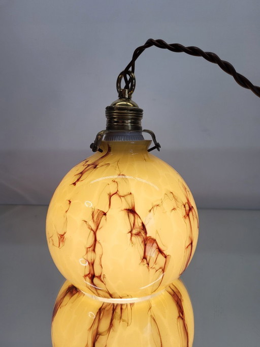 Lampada in vetro opalino Art déco, Verreries de Scailmont, Henri Heemskerk, Belgio