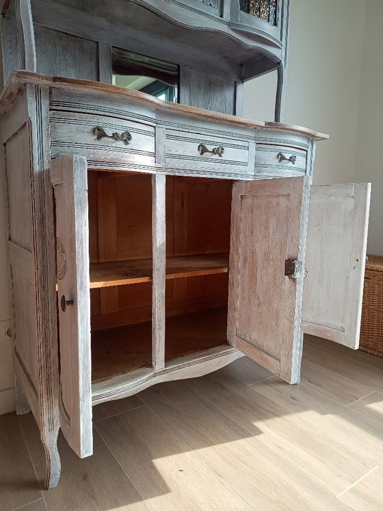 Image 1 of Antique sideboard with leaded glass and mirror