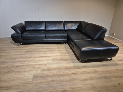 Belform Canapé d'angle Ibiza - Noir - Cuir - Design - ZGAN