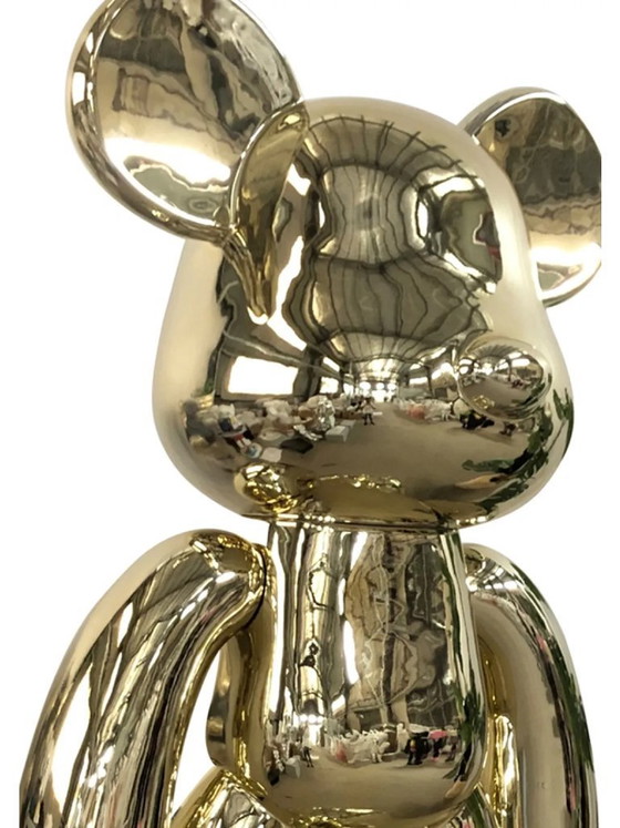 Image 1 of Fiberglass Sculpture - Brick Bear Figure - Gold