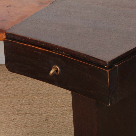 Image 1 of Art-Deco-Schreibtisch aus Eiche und Leder aus den 1930er Jahren