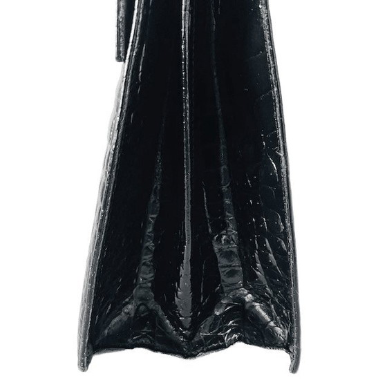 Image 1 of Sac à main vintage Vimar Paris en cuir verni noir imprimé crocodile, années 1960