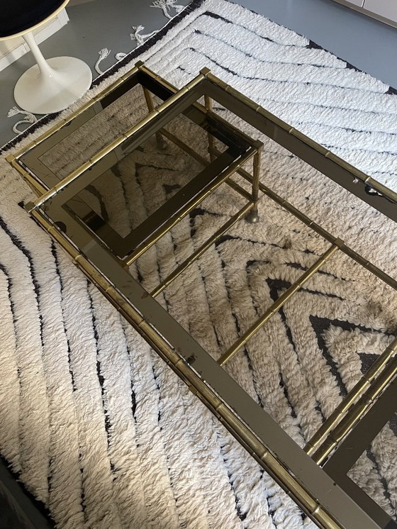 Image 1 of tavolino da caffè in ottone e bambù