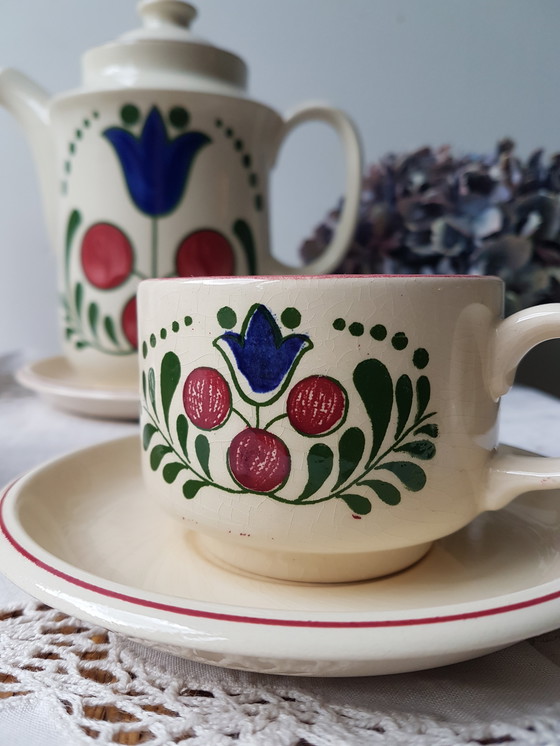 Image 1 of Vintage aardewerk 5 persoons koffie servies