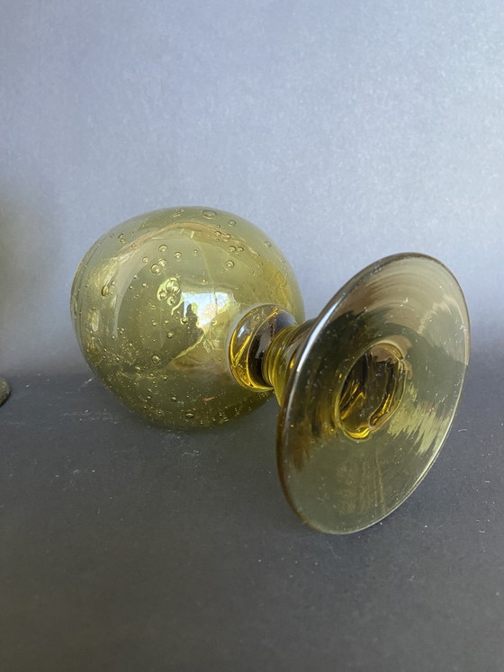 Set of 4 Vintage Verrerie de Biot Amber Bubble Glass Goblets, France, 1960s–1970s – Glass & Decanter (photo 4 of 5)