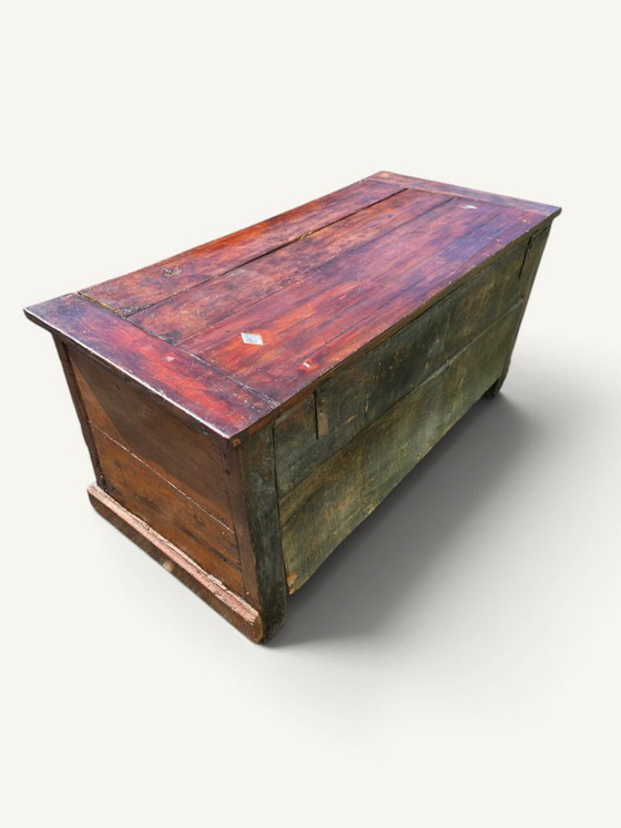 Large Antique Rustic Solid Wood Chest – 19th Century – Storage cabinet (photo 4 of 5)