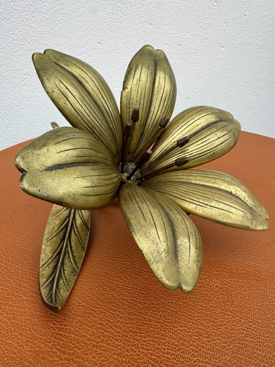 Posacenere a fiore in ottone massiccio anni '60, Oggetti decorativi, Dorato (foto 2 di 15)