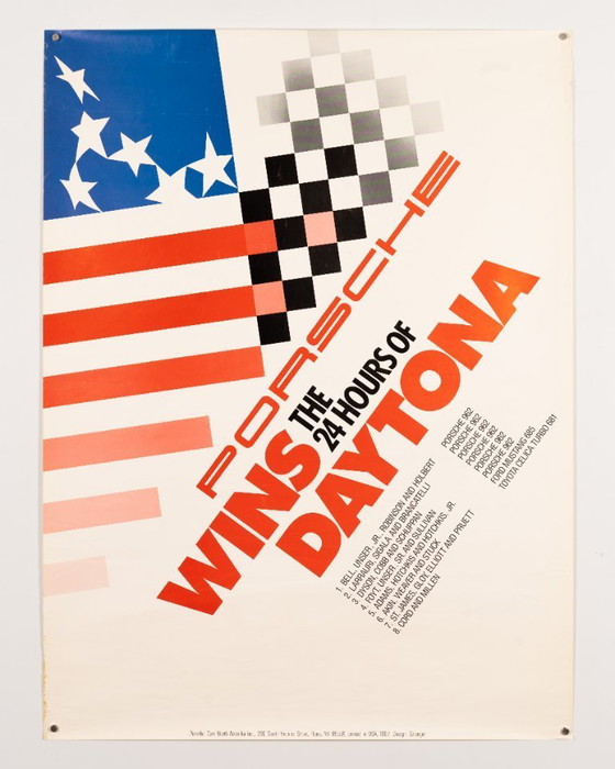Image 1 of Porsche gana las 24 Horas de Daytona – 1987 Póster original de Porsche de época – Automovilismo clásico – 102 x 76 cm